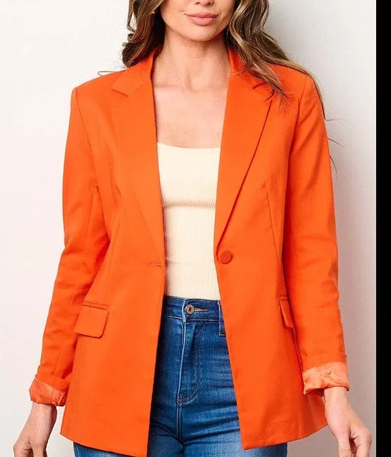 Tracy Long Sleeved Blazer- Orange