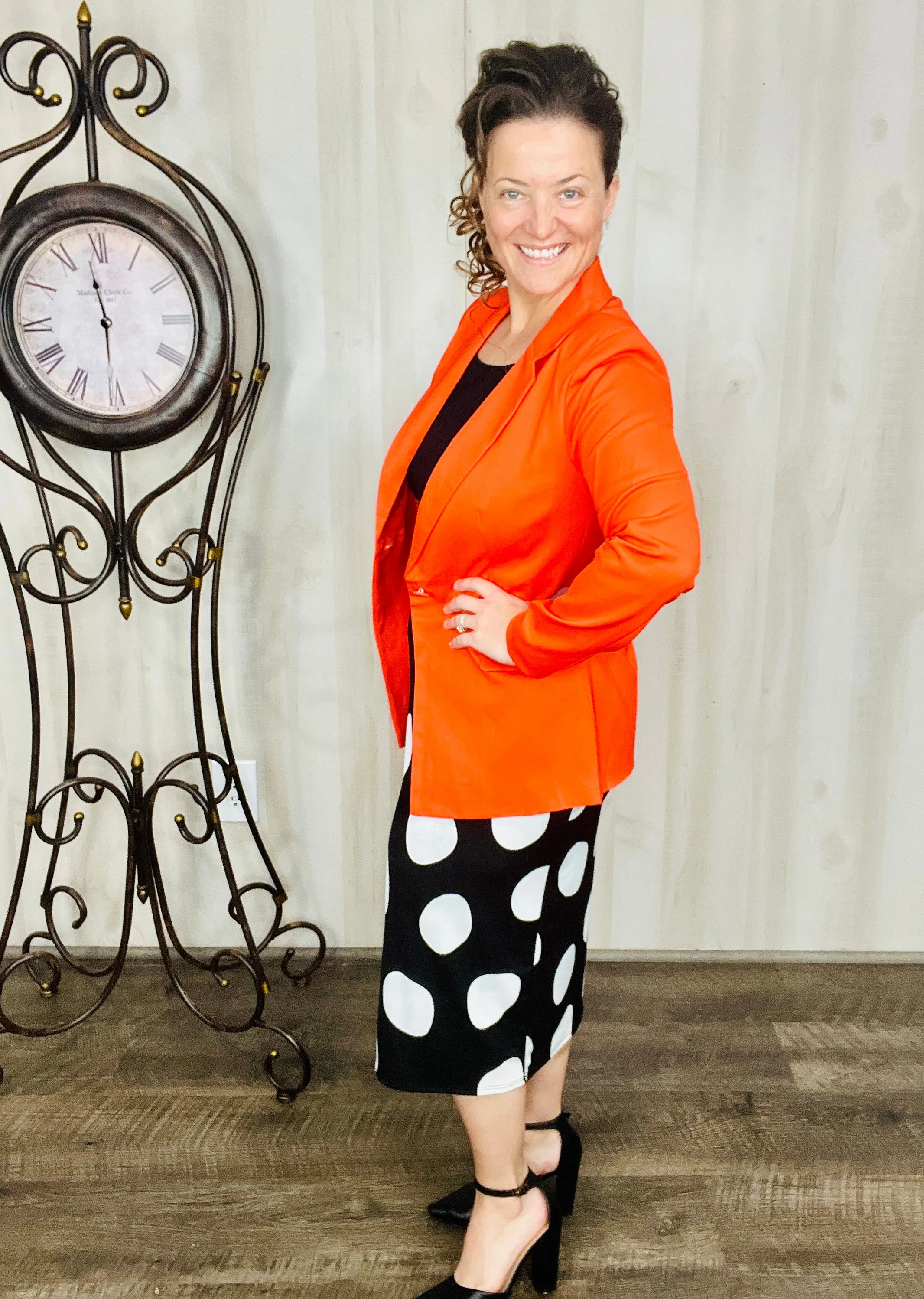 Tracy Long Sleeved Blazer- Orange