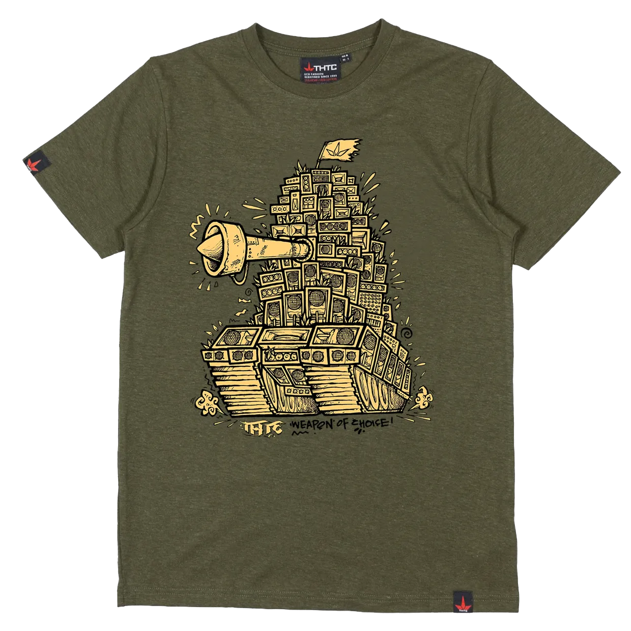 Tribes Weapon Of Choice Hemp T-Shirt Army Green (Premium Weight)