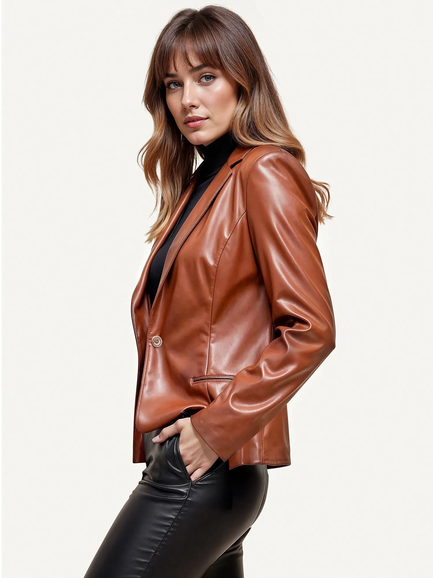 Vegan Leather Blazer