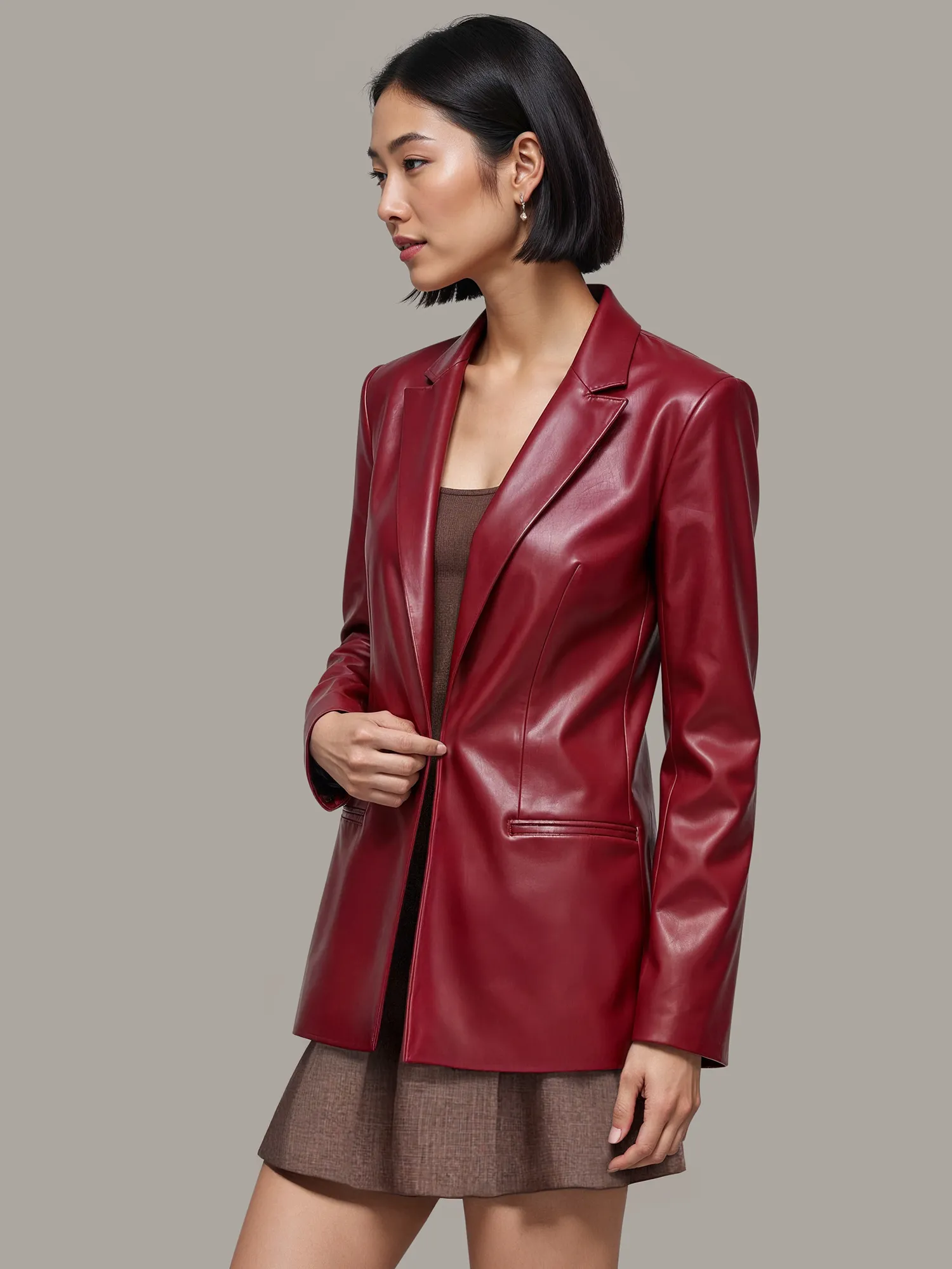 Vegan Leather Blazer