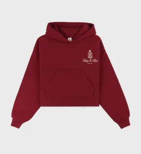 Vendome Cropped Hoodie - Merlot/White