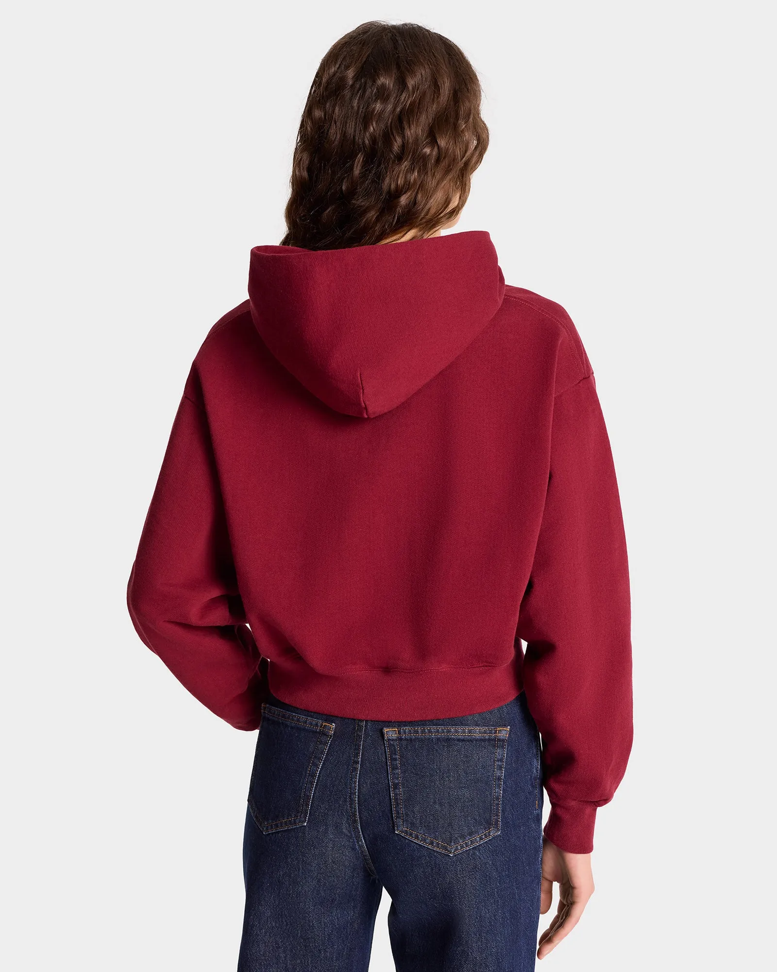 Vendome Cropped Hoodie - Merlot/White