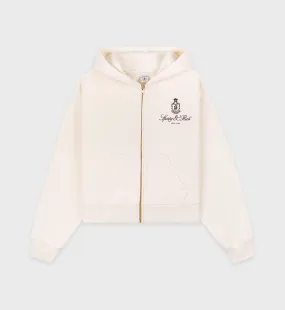 Vendome Cropped Zip Hoodie - Cream/Chocolate