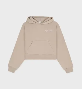 Vendome Script Cropped Hoodie - Elephant/White