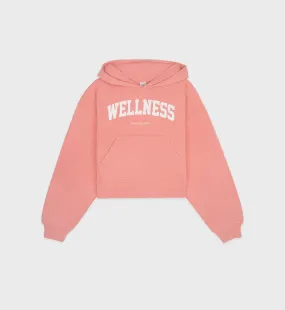 Wellness Ivy Cropped Hoodie - Salmon/White