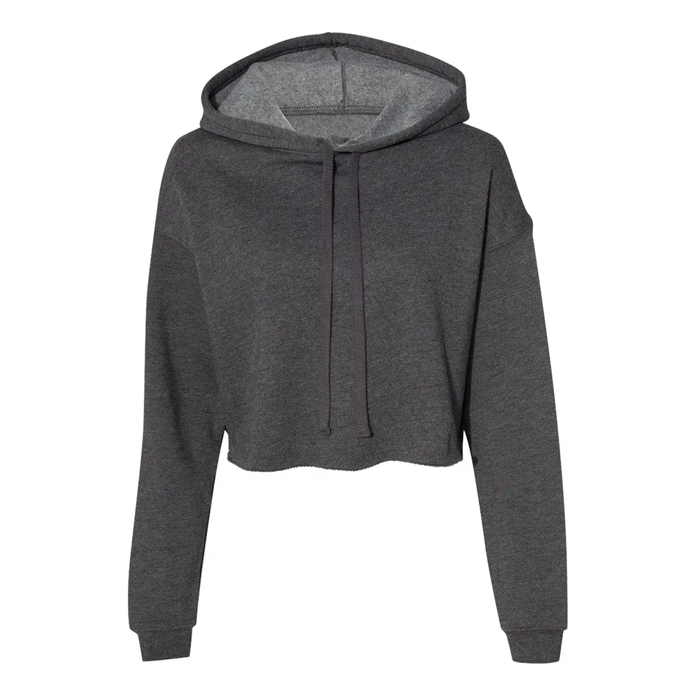 Women's Cropped Fleece Hoodie - Deep Grey Heather