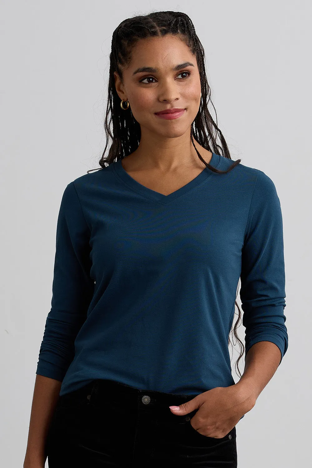 Women's Organic Long Sleeve V-Neck T-Shirt